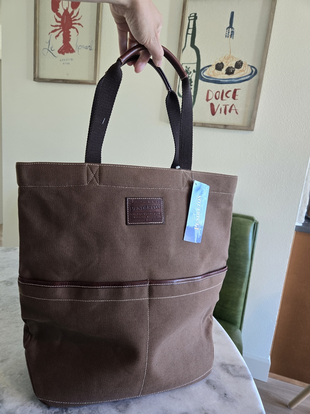 NWT | Pendleton Canvas Tote Bag In Brown | Medium Size